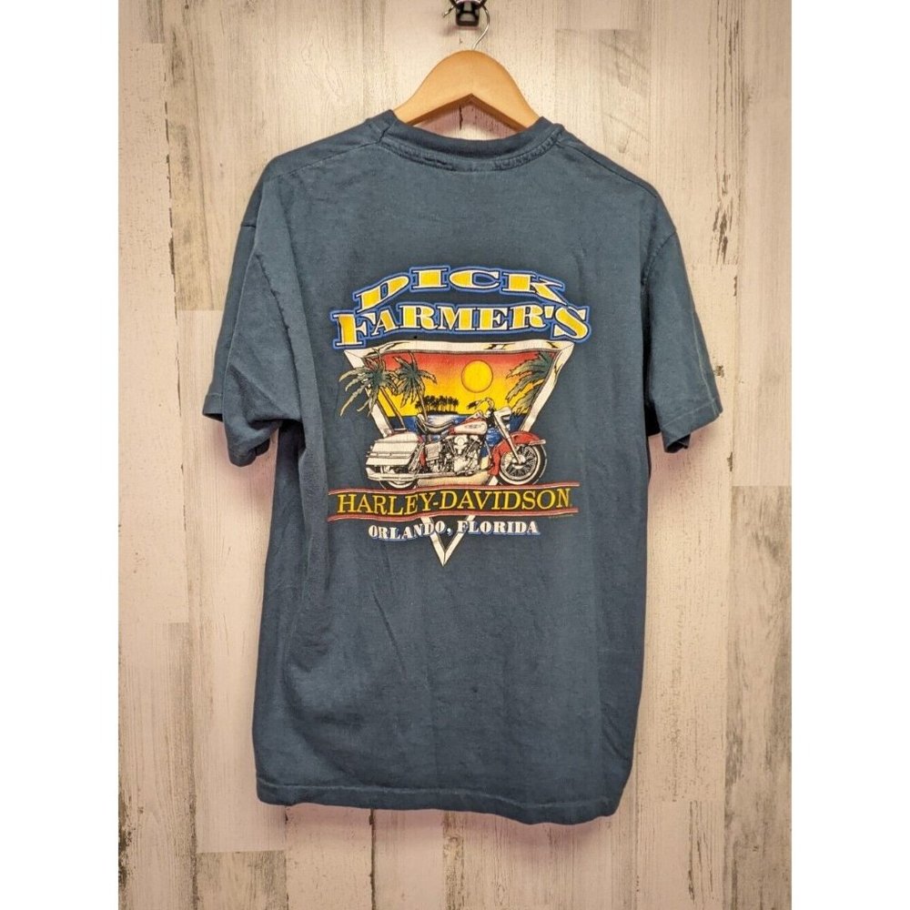 Vintage 1993 Harley Davidson 'Dick Farmers' Orlando Graphic Tee / L / USA Made - Picture 2 of 11